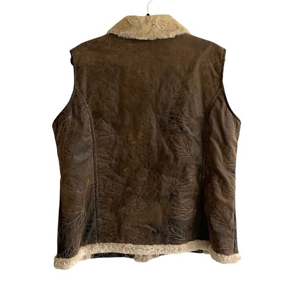 WOOLRICH Faux Leather Fur Sleeveless Vest  Brown XL - Picture 5 of 7